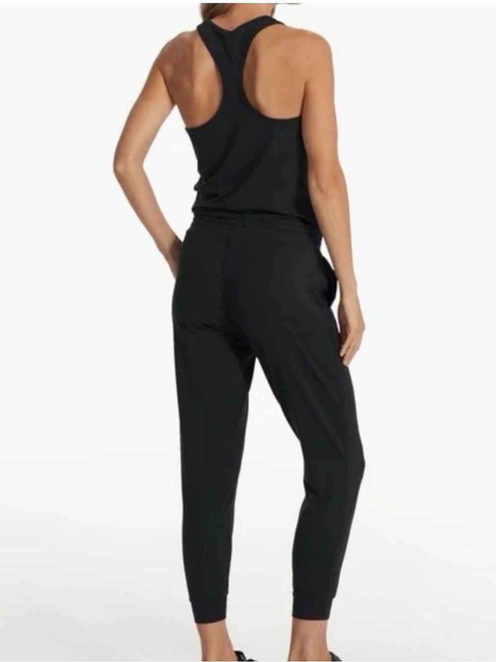 NWOT Vuori Black Sleeveless V-Neck Drawstring Jumpsuit - Picture 3 of 8